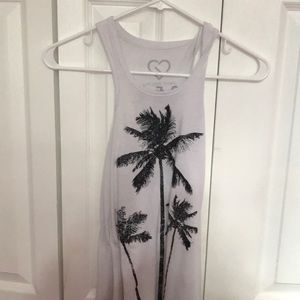 Summery white tank with sparkley palm tree